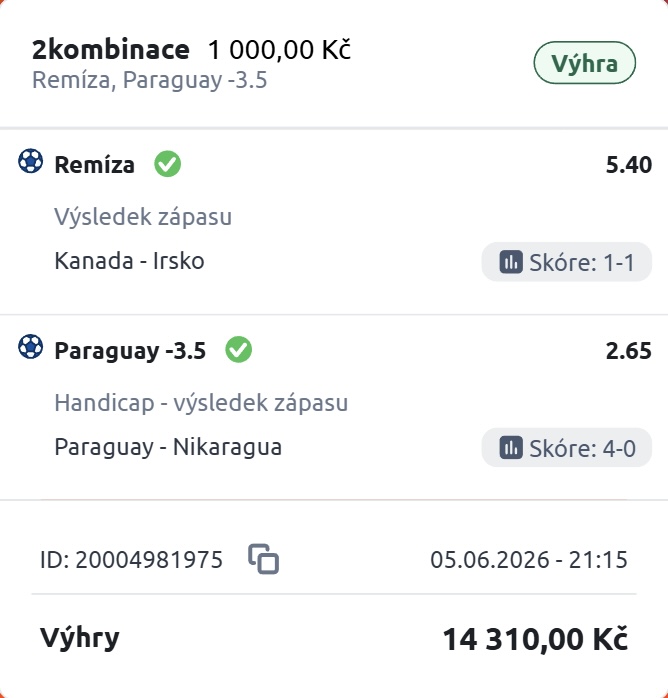 Originální tiket Betano, Vyhrané tikety Betano 4